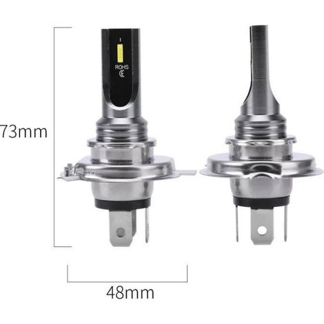 Ampoules Phare H4 - LED 80 W - Température de Couleur 6000 K - Blanc Froid - Pour Voiture - 2 Pièces (1/4)