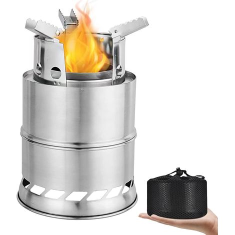 Stufa a legna portatile, stufa a legna portatile pieghevole in acciaio inossidabile per barbecue, escursionismo, campeggio, picnic (1/5)