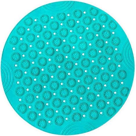 Tapis de bain rond antidérapant de 55 cm, tapis de douche et de bain de sécurité, tapis de massage en plastique, tapis de sol de salle de bain avec ventouses pour l'évacuation de l'eau