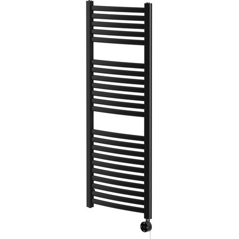 Columbus Colore Matt Black 1200mm x 500mm Curved Digital Thermostatic Electric Heated Towel Rail (1/5)