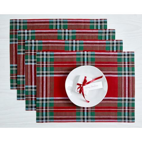 Sets de table de Noël Xiyin, décoration de restaurant à carreaux, fabricant de serviettes de Noël, nappes imprimées en polyester - 30 x 45 cm (lot de 4) - 10
