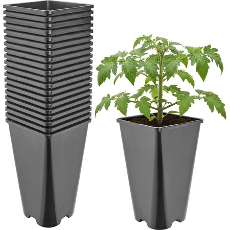 Garronda Pot de Fleur Carré Haut Plastique 13,5 × H 23 cm (3L) - x20 Godets Semis Pot Culture Profond Drainage Résistants Intempéries pour Plantes Pépinière Jardin Serre Intérieur Extérieur GD-0201