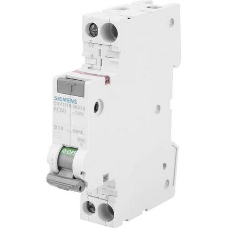 Disjoncteur différentiel 2P B 10A 0,03A type AC 6kA 30mA SENTRON 5SV1316-0KK10