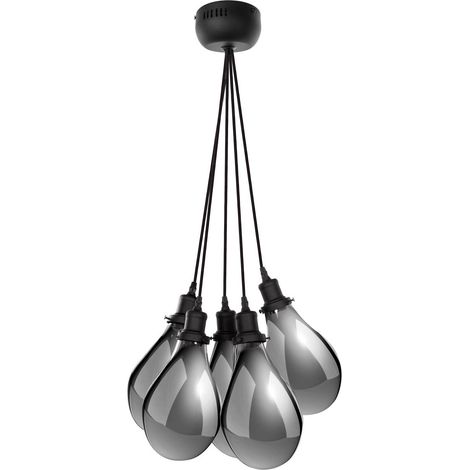 Lampadario a sospensione Sancho II in vetro grigio fumé (1/3)
