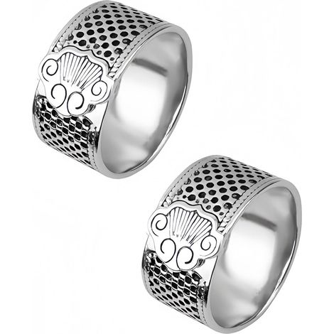 Lot De 2 Anneaux De Dé À Coudre Réglables En Argent, Motif Nuage, Protège-doigts En Métal Pour La Couture À La Main, Le Matelassage Et La Broderie