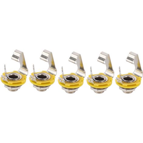 Prise Jack Femelle Stéréo 6,35mm pour Guitare Électrique et Basse, Lot de 5 Connecteurs TRS à Fixation Panneau, Socket 6,5mm (1/5)