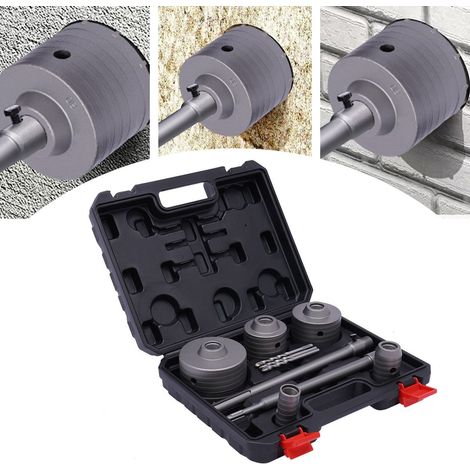 9-teiliges SDS-Betonbohrerset mit Bohrern Ø30/40/68/80/100 mm Betonlochsägen-Set inklusive SDS-Plus-Schaft, Schaft und Vorbohrer
