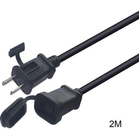Câble d'extension électrique 2 prises US, 2 mètres, cordon d'alimentation 1-15P (1/4)
