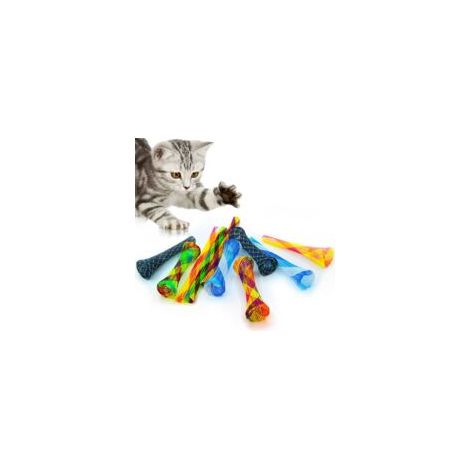 Lot de 10 jouets à ressort pour chat - Spirale colorée - En plastique coloré - Jouet pour chat - Mordre et chasse aux chatons - Couleur aléatoire (1/5)