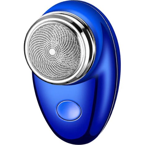 Mini rasoio con rifinitore di precisione – Acciaio pregiato – Ricaricabile tramite USB-C – Ideale per viaggi e per l'uso in movimento – Blu (1/5)