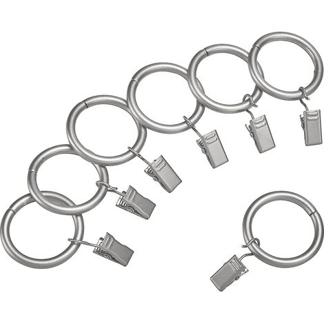 Anneaux de fixation pour tringle à rideaux de 2,5 cm (1 pouce), lot de 20, argentés (1/4)