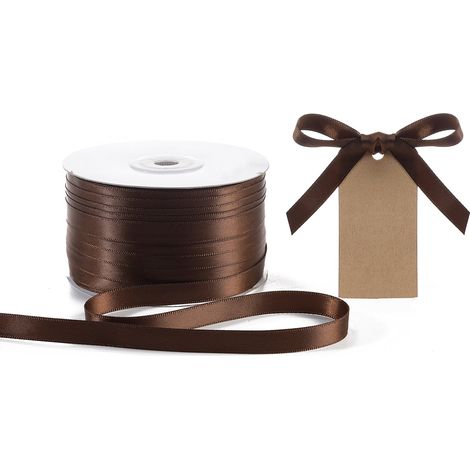 Nastro doppio raso color marrone cioccolato, mm 10 x 100 m