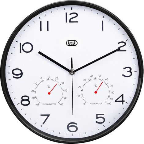 RELOJ PARED TREVI OM 3510 T 30CM WALL CLOCK+TERM.+HYGROM. BLACK (1/2)