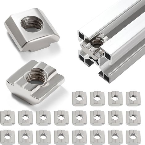 20 Pièces 30 Série M8 Écrou à Glissière en T, T-Fente Écrou de Tête de Marteau, Écrous Carrés en T, pour Fente de 8 mm 3030 3060 6060 Profil D'Extrusion en Aluminium (1/5)