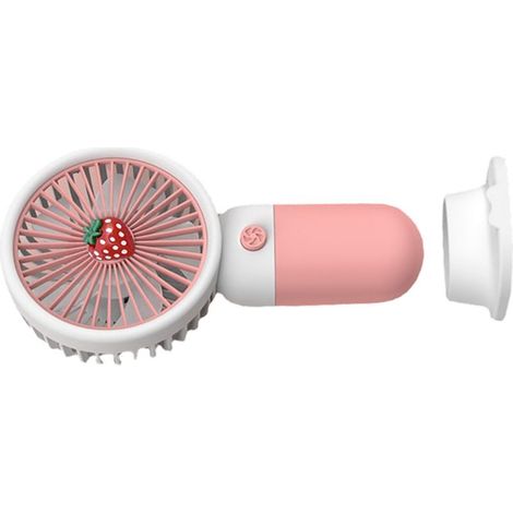 Ventilateur USB portable avec support pour téléphone, rechargeable par USB, ultra silencieux et mignon, idéal pour les voyages et les activités de plein air (rose). (1/2)