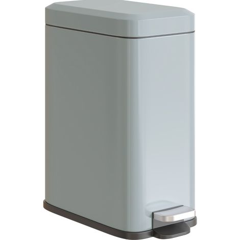 CHICFURN Cubo de basura con pedal 5 L 29,2 x 14 x 32 cm de metal gris con cubo interior (1/5)