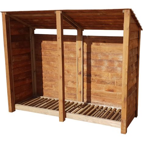 Wooden Log Store Reverse Roof, W227xH180cm (Brown finish)