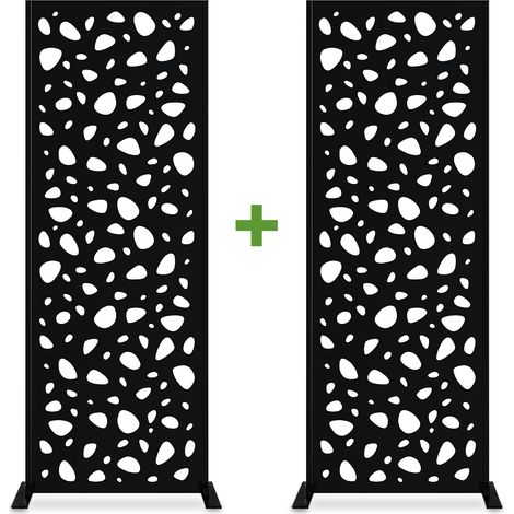 Lot de 2 panneaux décoratifs SUNNY Noir H.160cm motifs intégral