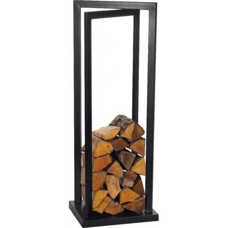 Porta-legna in acciaio nero 42x35x120 cm (1/4)