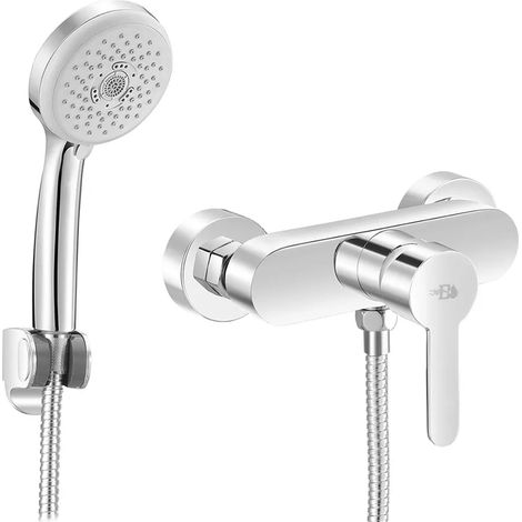 Miscelatore doccia esterno Iole con kit doccia completo in ottone cromato