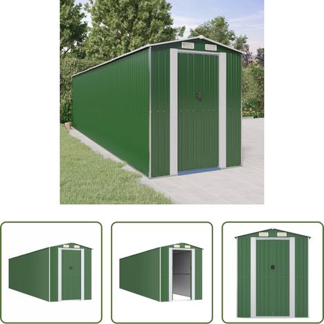 vidaXL Gartenhaus - Geräteschuppen Grün 192x772x223 cm Verzinkter Stahl (1/5)