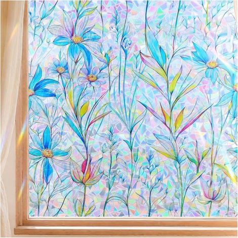 Fensterfolie，Lichtundurchlässige Fensterfolie，Antistatische Folie，Irisierender Lasereffekt，Geeignet für Badezimmer，45 × 200 cm (1/5)