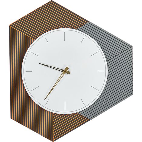 Reloj de pared decoración colgante 52 x 60 cm diseño sin números MDF gris y naranja Sailon (1/5)