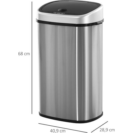Poubelle automatique 58 L avec détecteur de mouvement, en acier inoxydable étanche, idéale pour la cuisine, le bureau ou la chambre, couleur argent. (1/5)
