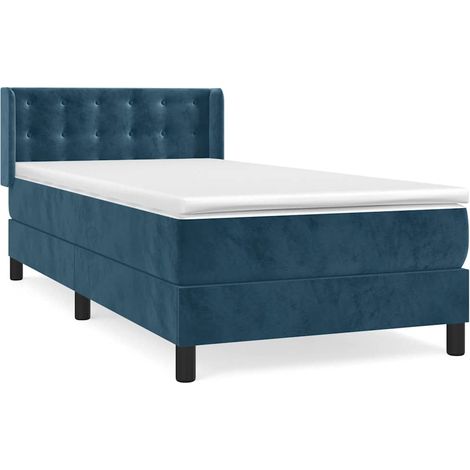 Maison Exclusive - Sommier à lattes de lit avec matelas Bleu foncé 90x190 cm (1/5)