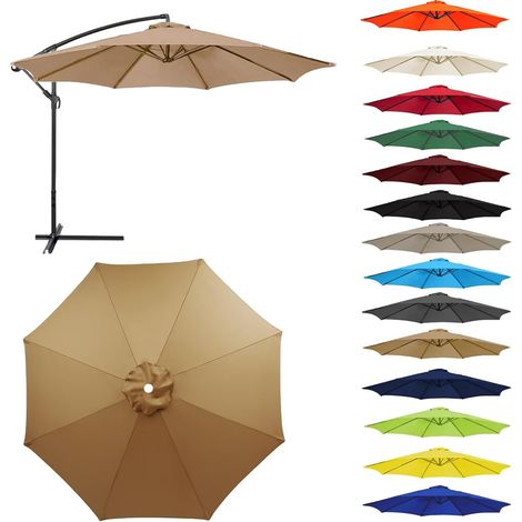 Auvent De Remplacement pour Parasol Toile De Parasol Déporté Remplacement pour Cour,Jardin,Plage, Protection UV 50+ (2.3m-8 Ribs,Kaki)