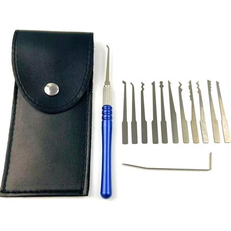 Kit d'entraînement de crochetage de serrure 12 pièces - Long manche bleu avec 12 têtes, kit d'entraînement pour homme (1/5)