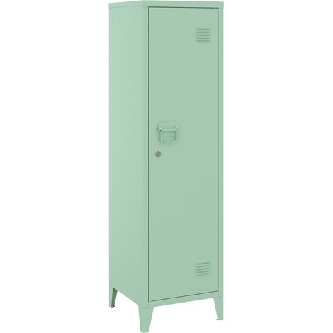 Mobiletto portaoggetti/scaffale 137 x 38 x 38 cm con scomparto metallico chiudibile a chiave verde 030008948