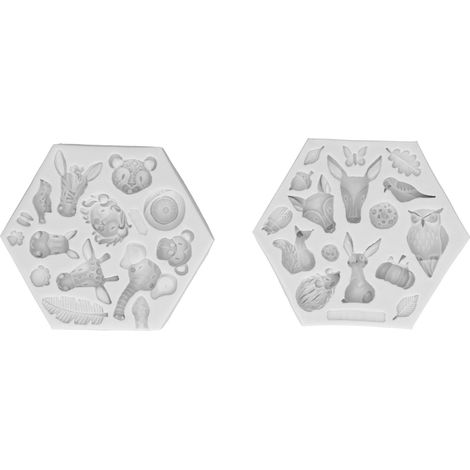 Lot de 2 moules en silicone motif animal pour chocolat, savon, fondant et gâteau, outil de pâtisserie gris (1/5)