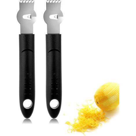 Citrus Zester Set of 2 Black Stainless Steel, Multifunctional Grater for Lemon Zest, Peeler & Channel Knife – Ideal for Cocktails & Cooking (1/5)