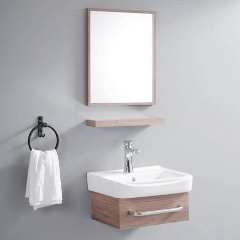 Ensemble Meuble de Salle de Bain Gain de Place - Bois - 44x36 cm - iD (1/4)