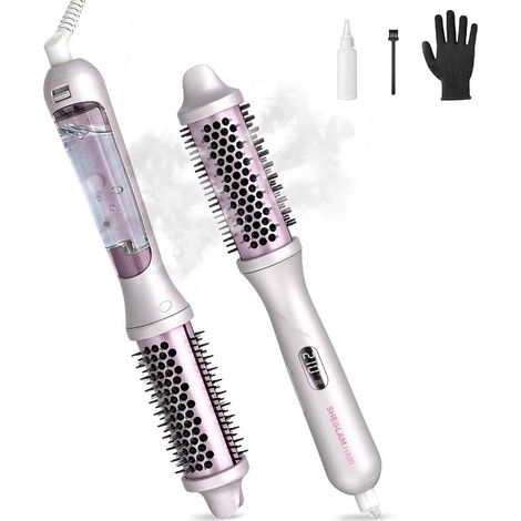 Brosse Thermique Vapeur, Brosse Ronde 4-en-1 38 mm 3 modes vapeur, nano-vapeur anti-chaleur, chauffe vite, moins de dégâts, anti-frizz, Dual Voltage, volume, longue tenue (1/5)