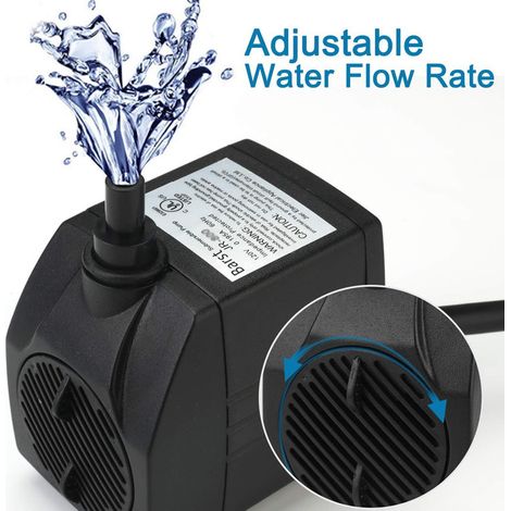 Pompe à Eau Submersible Silencieuse pour Aquarium Étang Fontaine et Hydroponie Débit Réglable avec 3 Buses (1/5)