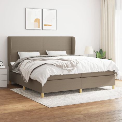 Lit adulte Contemporain Lit à sommier tapissier avec matelas Taupe 200x200 cm Tissu 51045 (1/5)