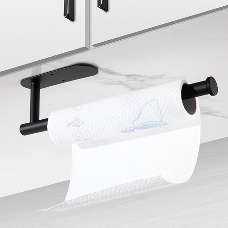 Porte-rouleau de papier toilette - Porte-rouleau de papier toilette - Porte-rouleau de papier toilette - Étagère murale - Acier inoxydable - Noir (1/4)