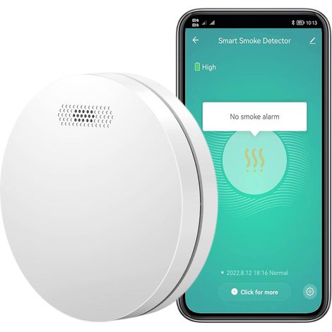 Détecteur de fumée WiFi intelligent sans fil, alarme incendie avec fonction silence via application, test à distance, avertissement de danger domestique (1/5)