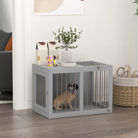 Gabbia per cani, box per cani, trasportino per cani, 2 porte, chiudibile a chiave, rete metallica, 80 cm x 50 cm x 56,5 cm, grigio