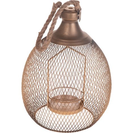 Lampada Lanterna Decorativa 29,5 cm in Metallo e Vetro Oro (1/3)