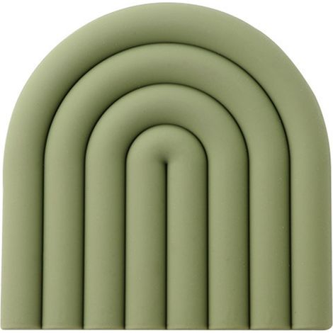Dessous de plat en Silicone épais arc-en-ciel, plats chauds, Pot étanche, coussin résistant à la chaleur pour salle à manger et cuisine, vert Olive (1/5)