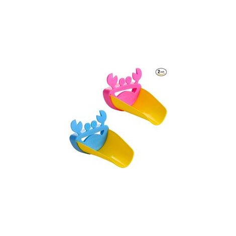 Rallonge de robinet, lot de 2, en forme de crabe, accessoire de rallonge de poignée d'évier, rallonge en PP pour enfants, lavage des mains, cuisine, salle de bain, évier, bleu et rose