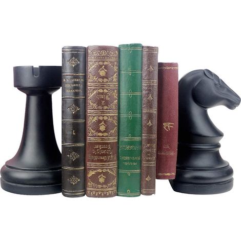 Serre-Livres décoratifs Noirs - Serre-Livres Lourds - Décoration Unique pour Bureau, Maison - 17,8 cm (L) x 4 (l) x 7 (H) - 1 Paire/2 pièces (1/5)