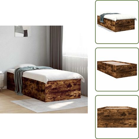 Cadre de lit sans matelas chêne fumé 90x190 cm - Cadre De Lit - Lit Double - Meuble Chambre - Literie - Bois D'ingénierie (1/5)