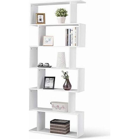 Libreria Design Moderna Scaffale 6 Ripiani 190x80x24cm Casa Ufficio Bianco (1/5)