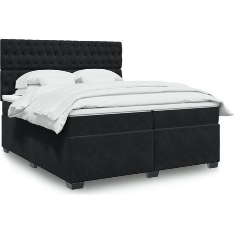 Boxspringbett mit Matratze Schwarz 200x200 cm Samt