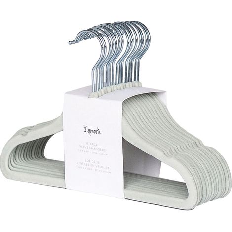 3 Sprouts - Velvet Hanger (set of 15) - Seafoam