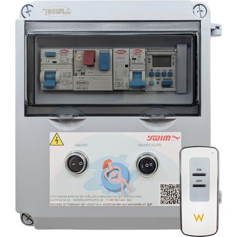 Cuadro Eléctrico Piscina 0.5CV + Transfor 50W/Ac + Contactor + Mando Luces